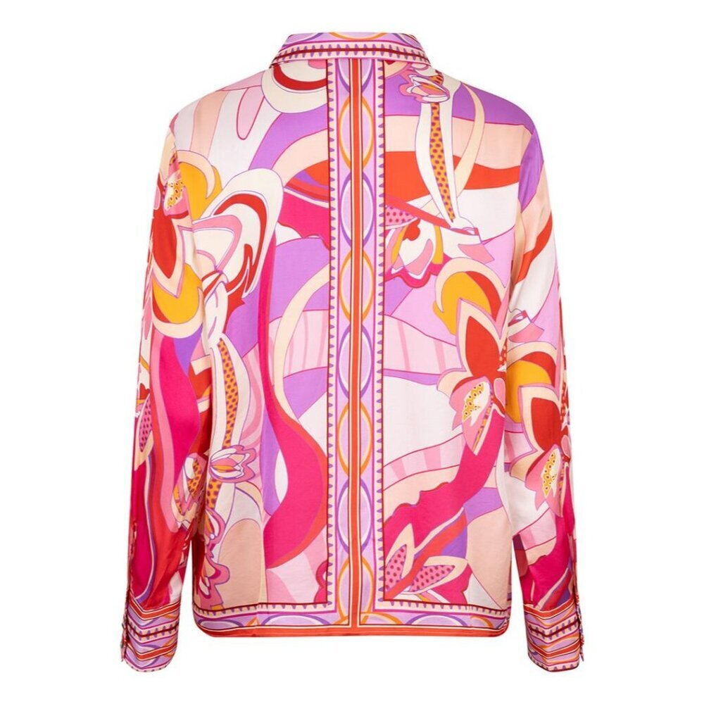 NWT ESQUALO Solara Colorful Print Satin Blouse - Picture 6 of 8